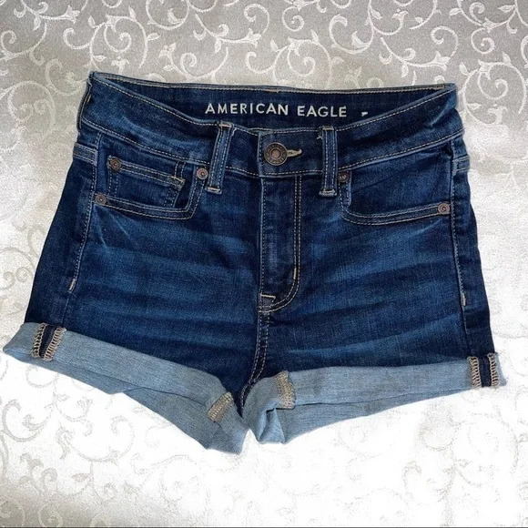 American Eagle Next Level Stretch Hi Rise Shortie Raw Hem Shorts - Picture 3 of 16